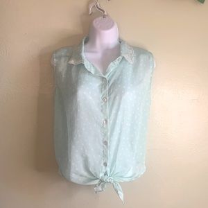 Mint PolkaDot sheer top.